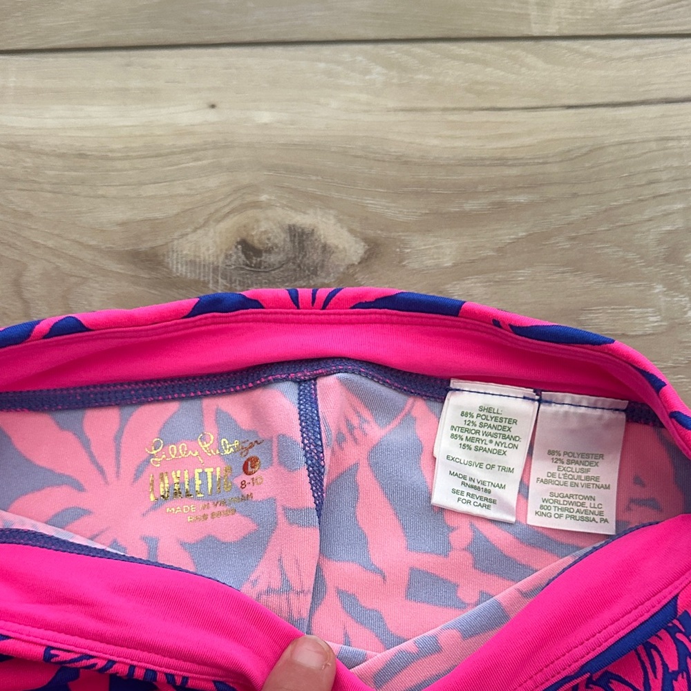 Lilly Pulitzer Vibrant Pink and Blue Leggings - Picture 2 of 3